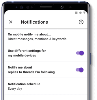 Set notifications on android chat app