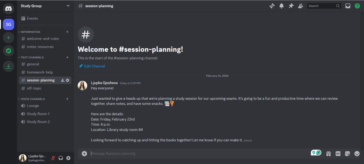 Discord interface