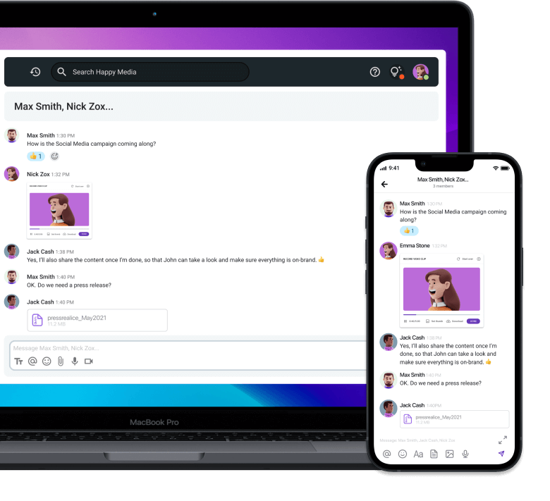 Team chat app on mobile and desktop