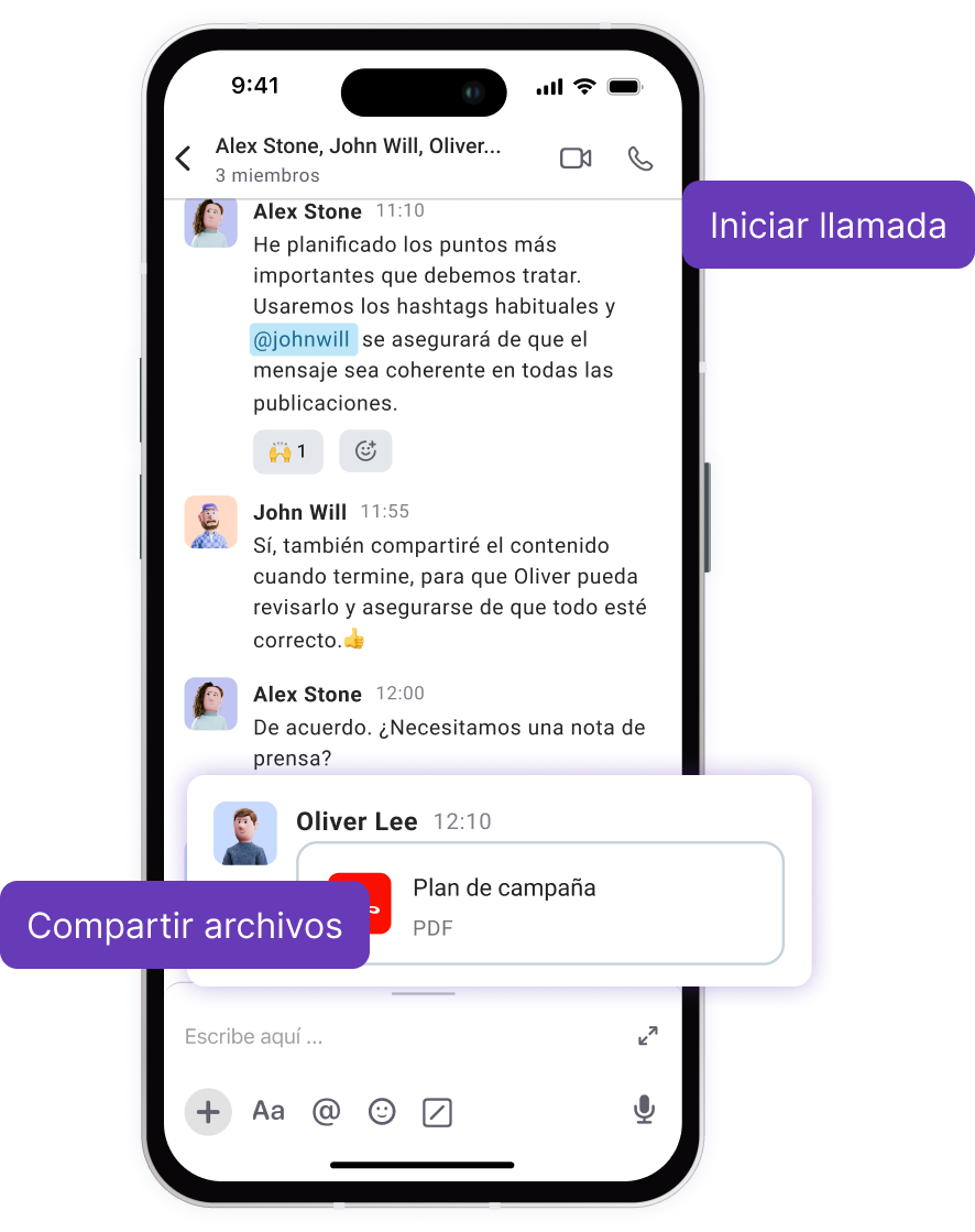 Aplicación móvil de Pumble