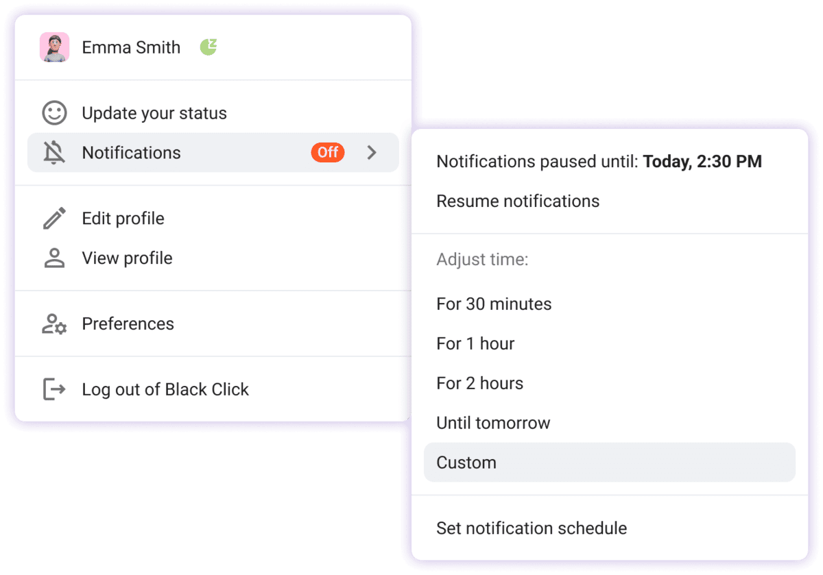 Notification options in Pumble