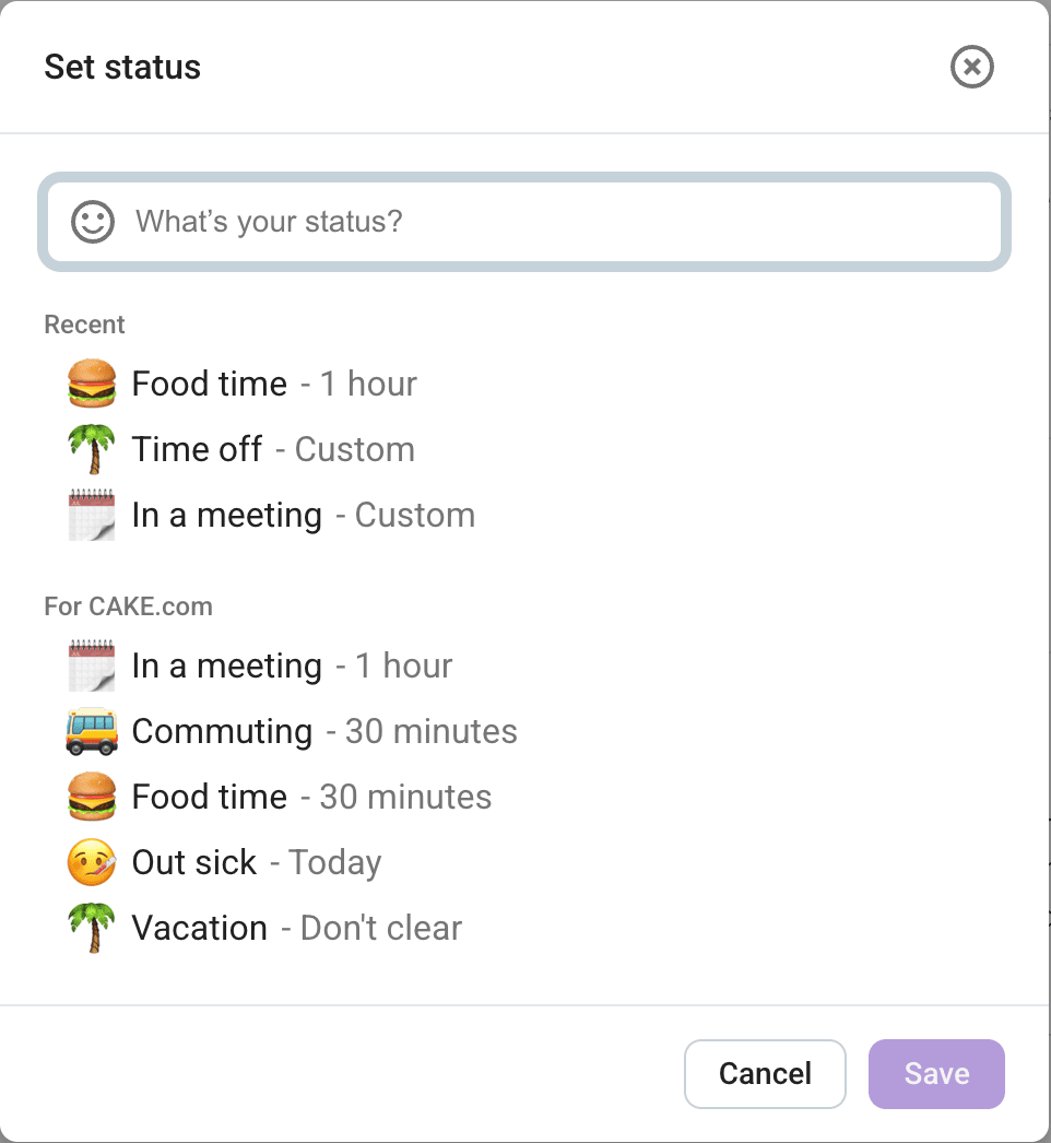 Setting your status in Pumble