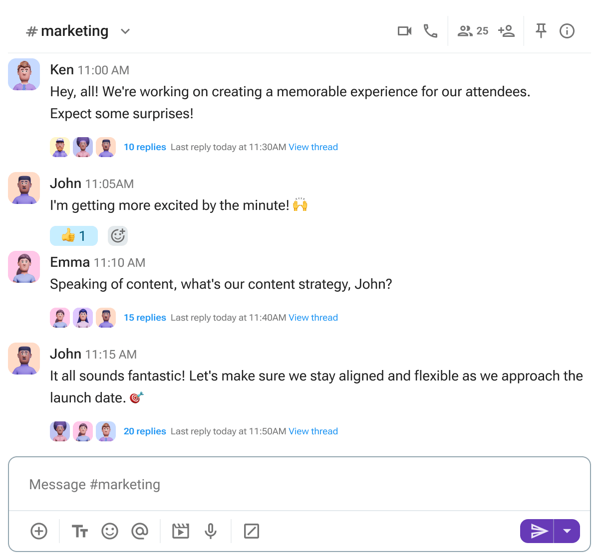 Threaded conversations in Pumble