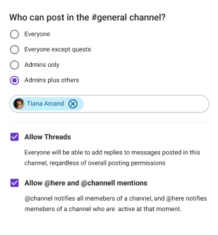 Channel permissions in #general channel