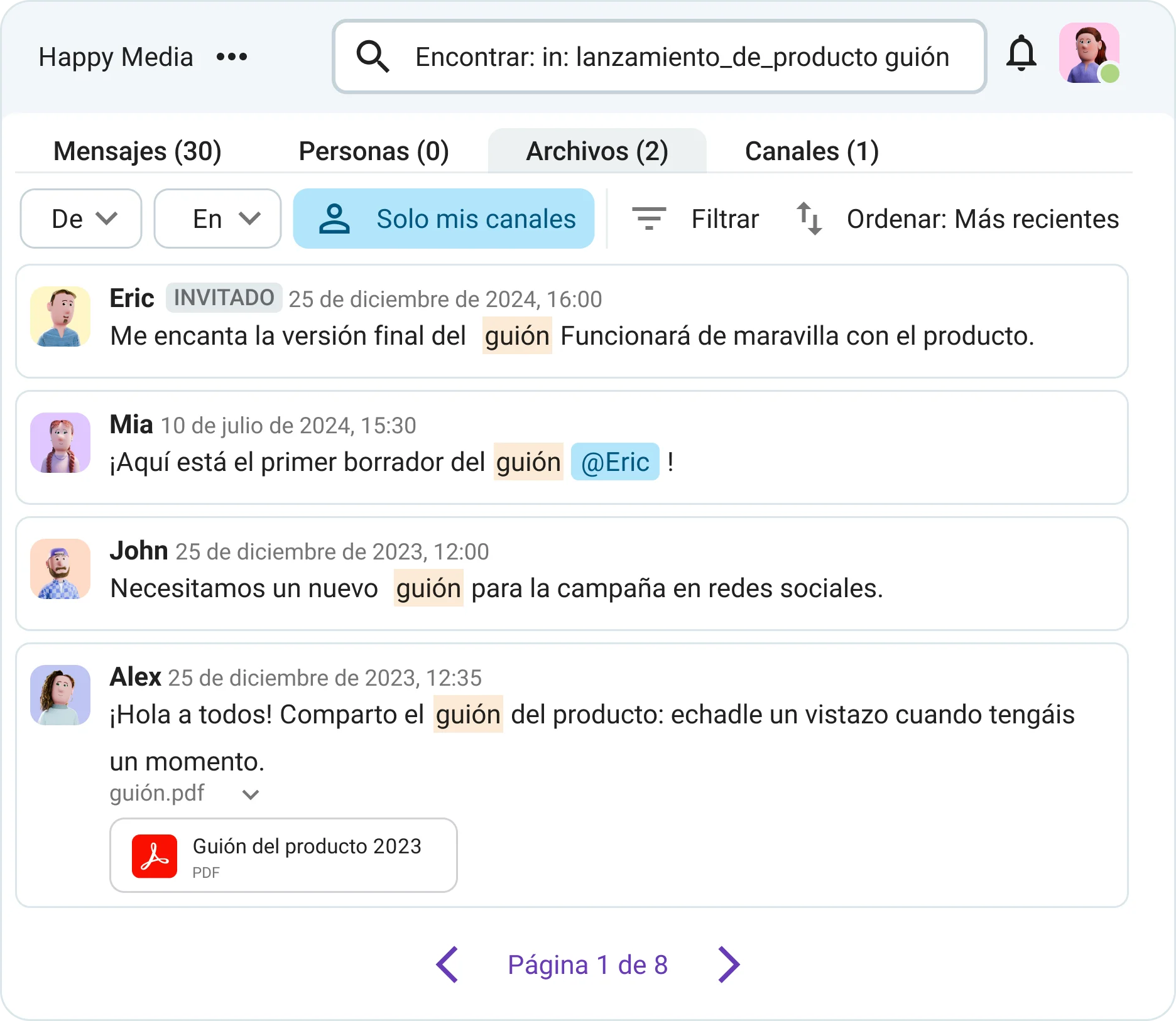 Invita a invitados, busca gratis para siempre, menciona a usuarios y grupos y recibe notificaciones.