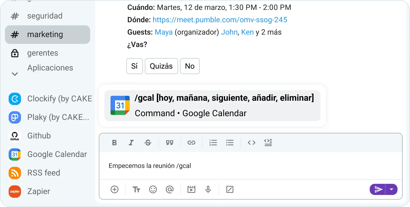 Integraciones en Pumble
