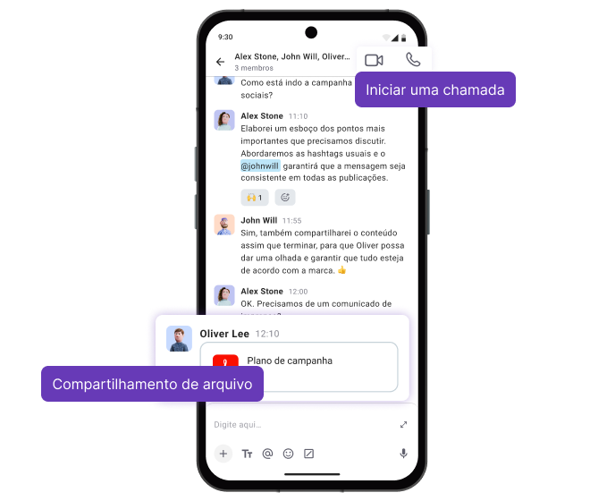 Aplicativo móvel Pumble