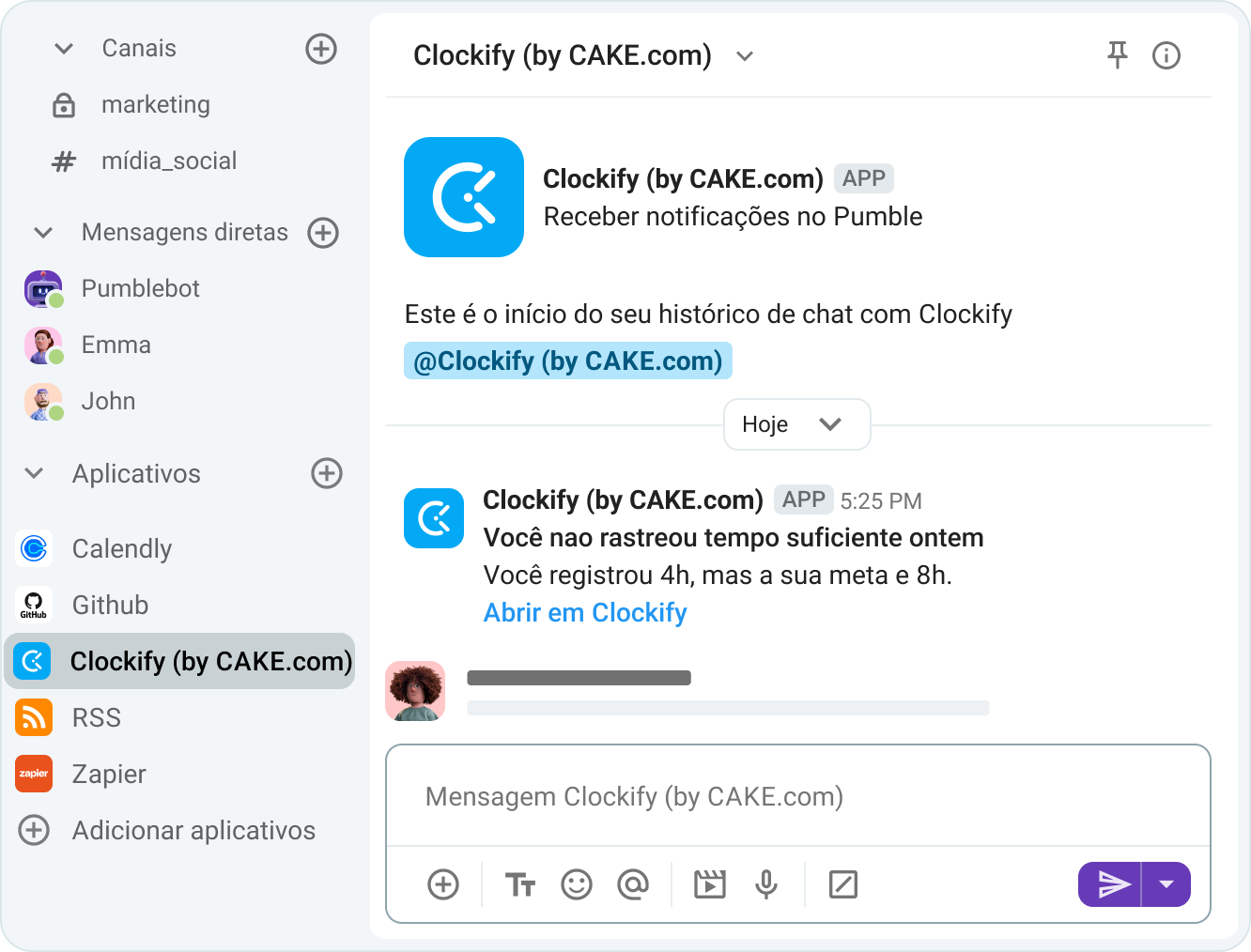 Receba lembretes de controle de tempo