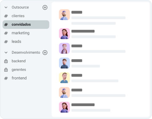 Use canais, sem caixas de entrada