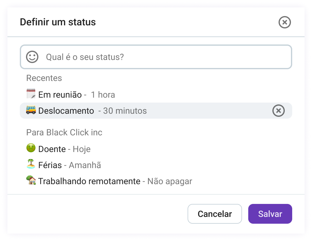 Definir um status