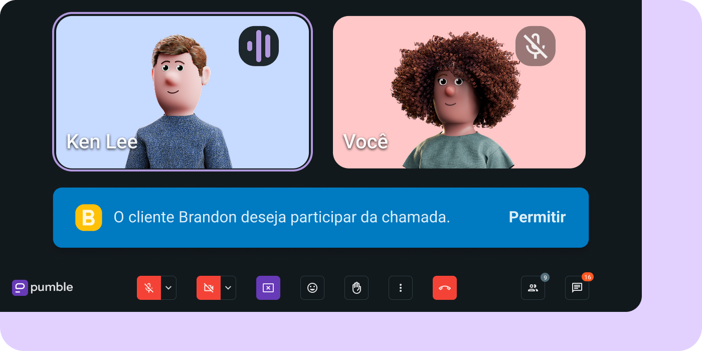 Chame convidados externos para chamadas do Pumble