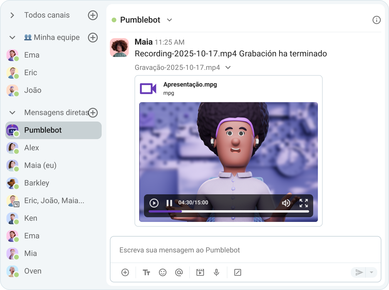 Compartilhe suas gravações
