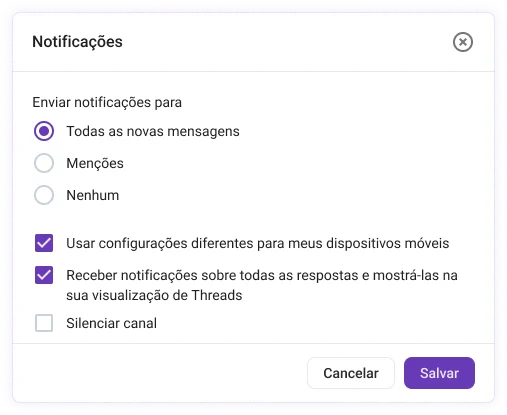 Receba alertas para cada mensagem