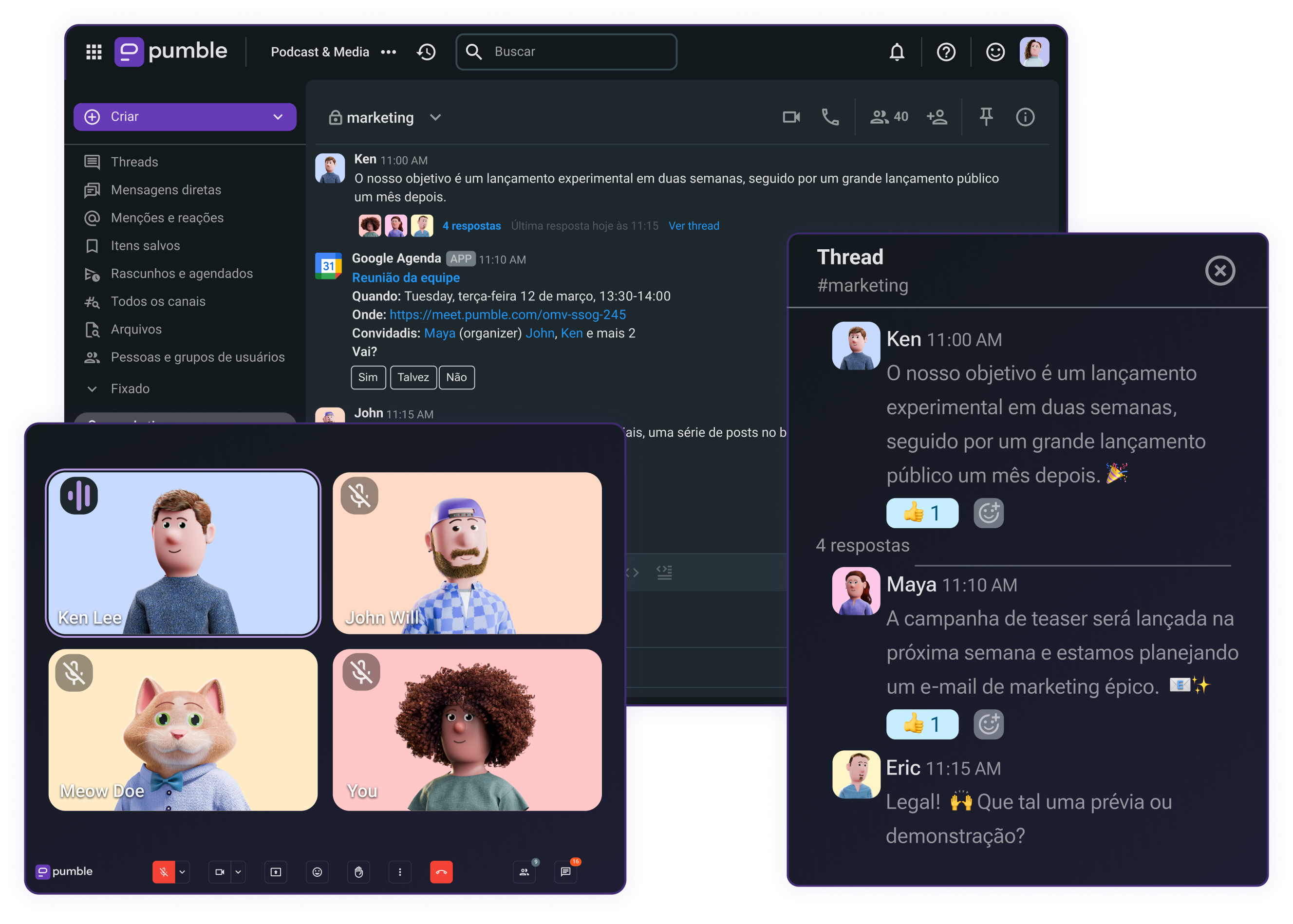 Funcionalidades do Pumble