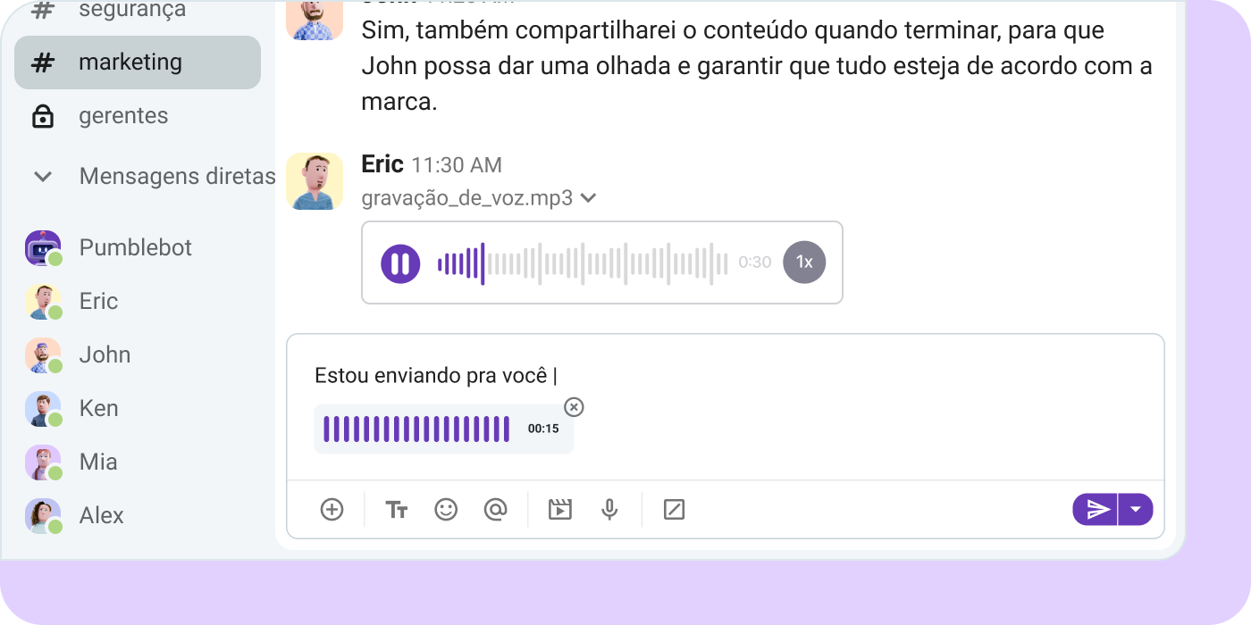 Grave e envie mensagens de voz