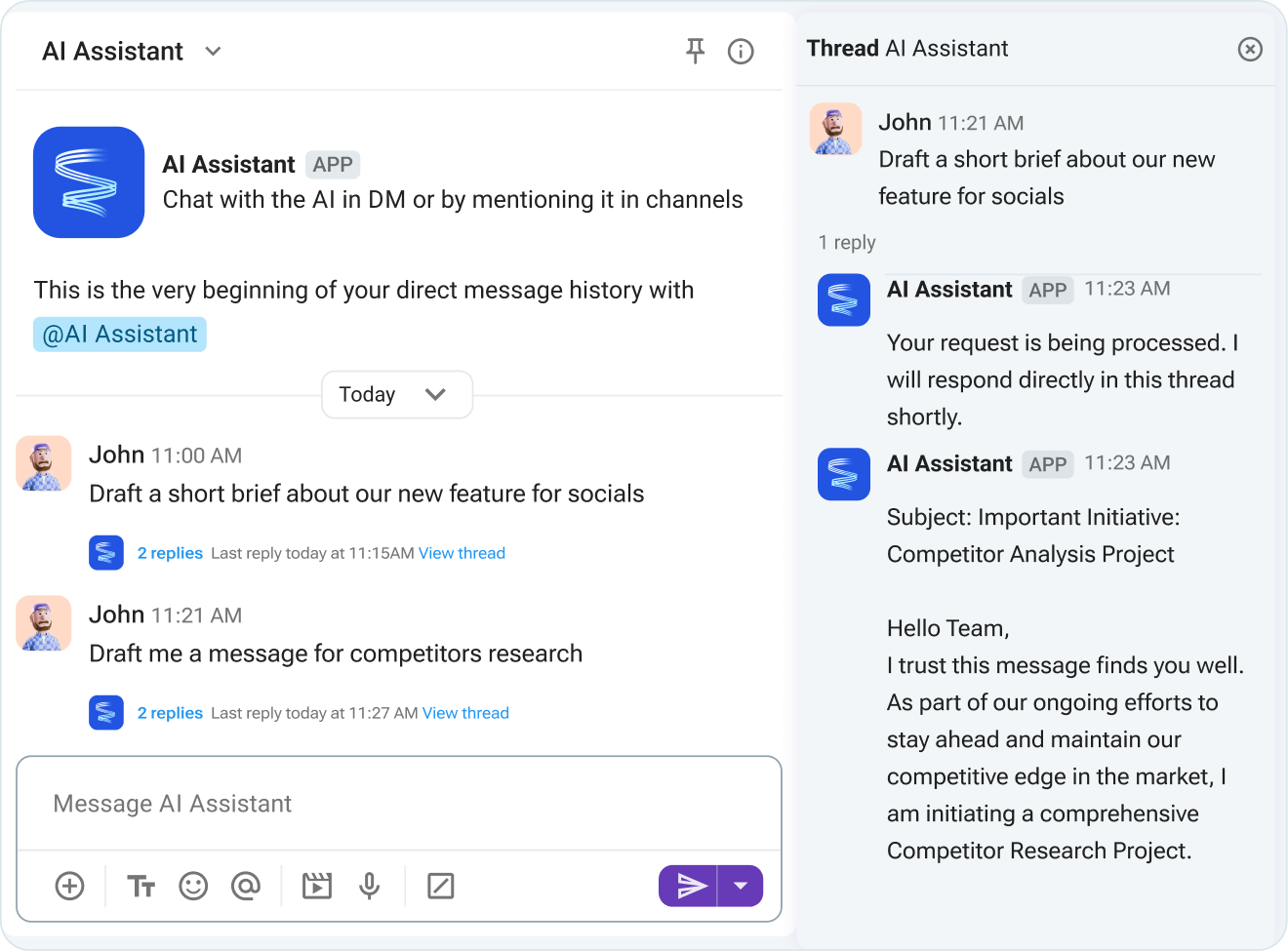 Reduce context switching with AI assistant