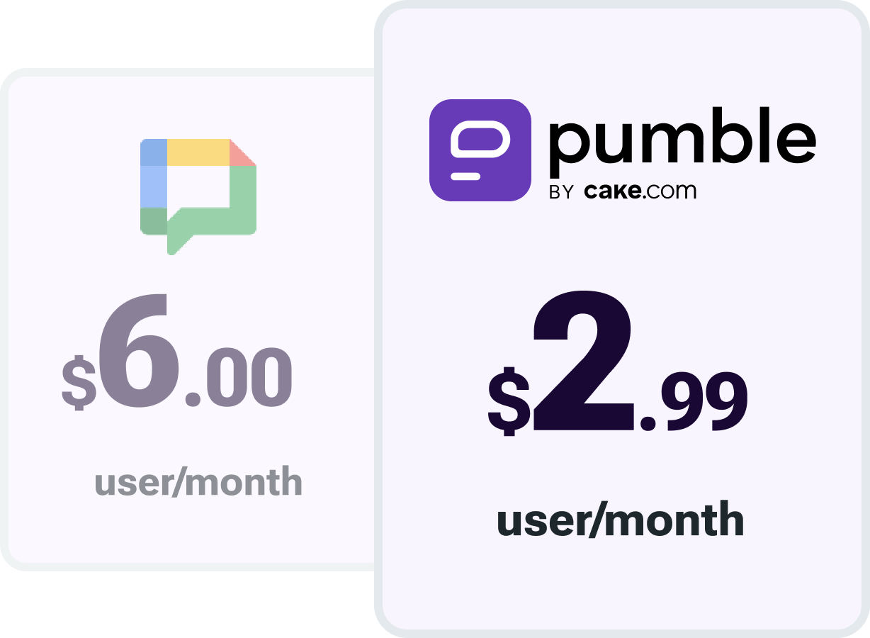 Google Chat vs Pumble price comparison