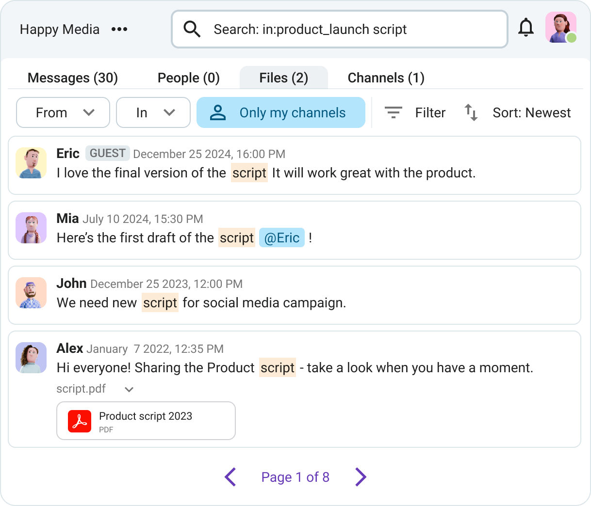 Share and search information and files
