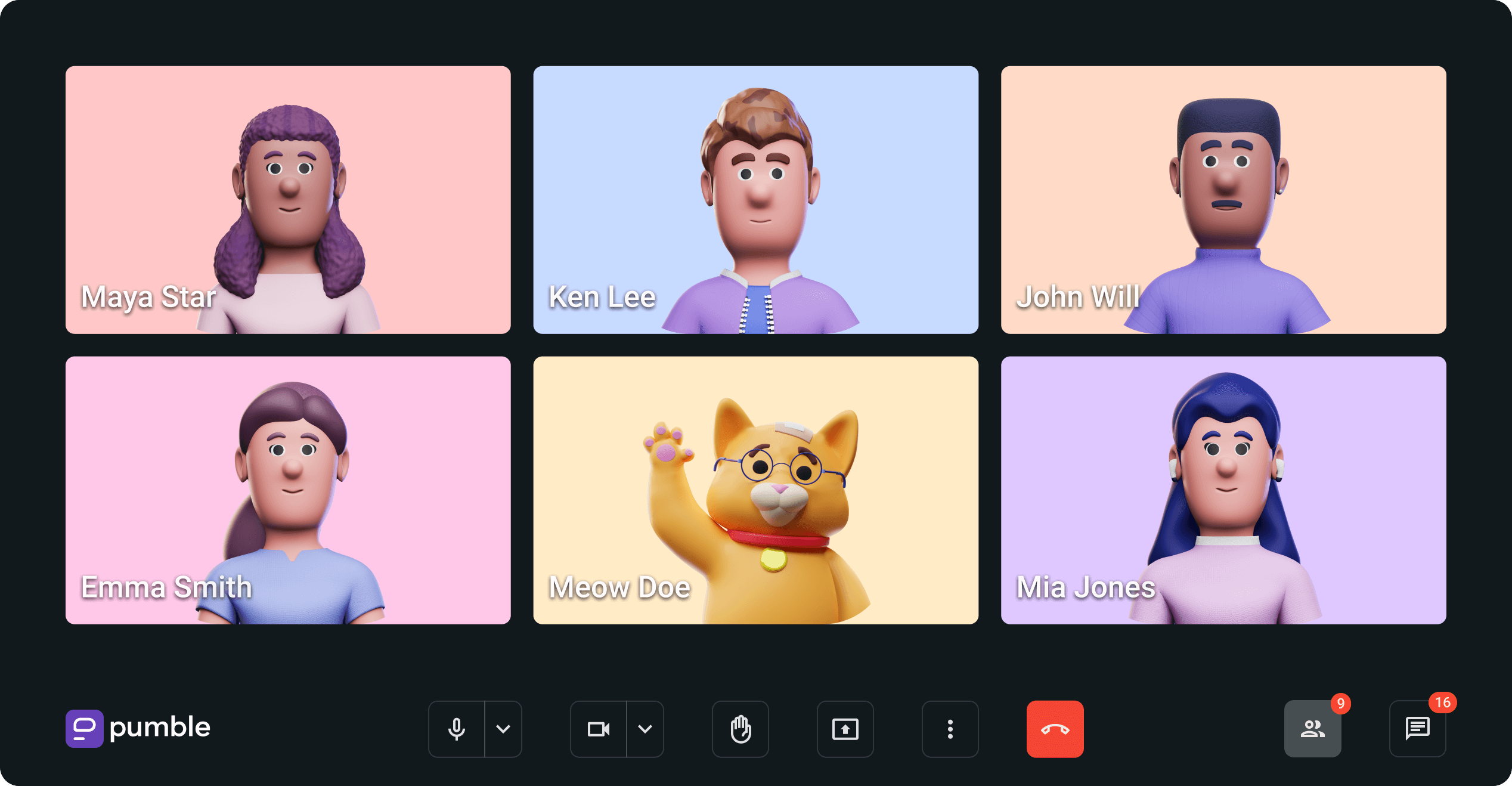 Pumble meetings screenshot