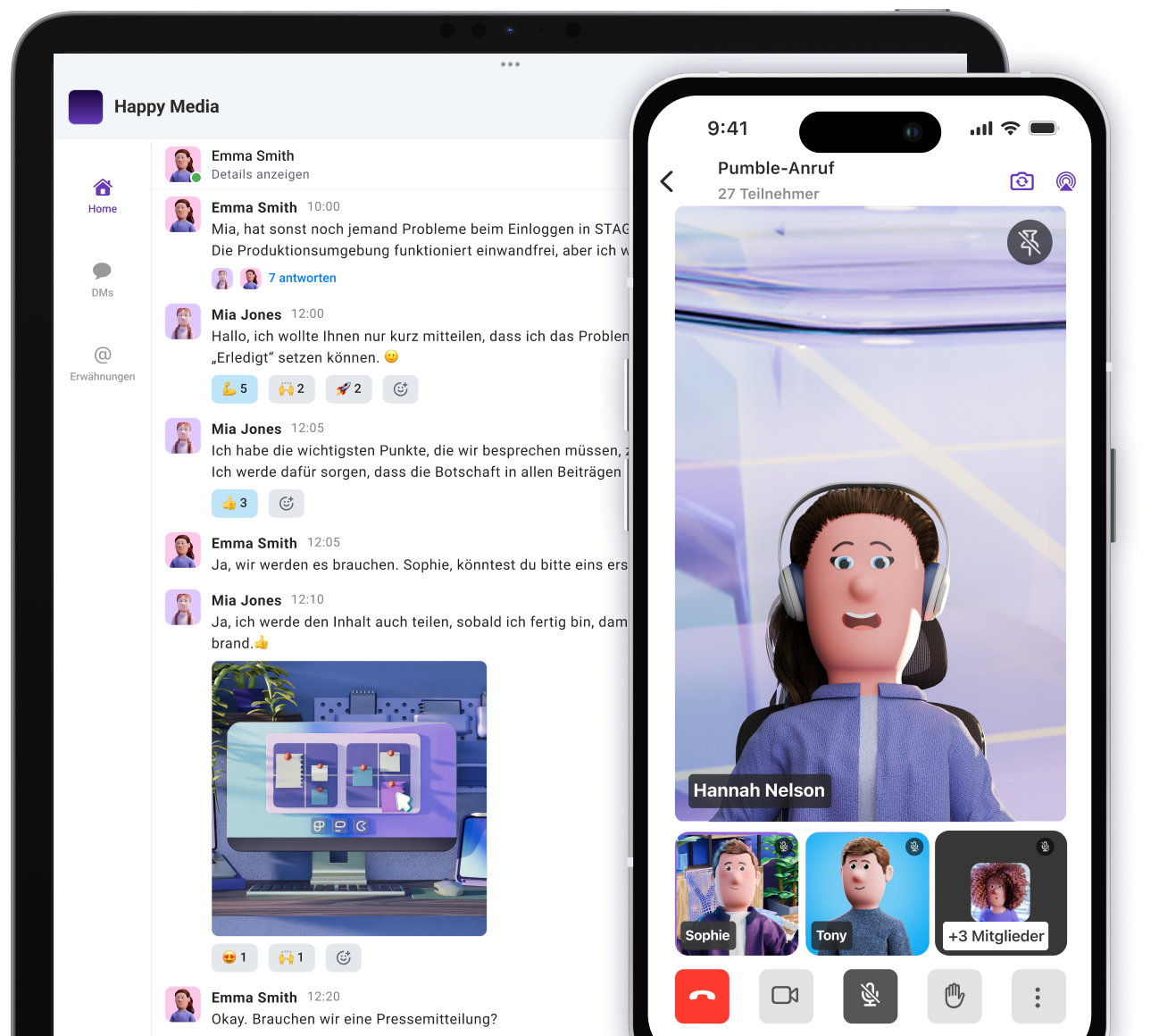 Pumble on mobile and tablet