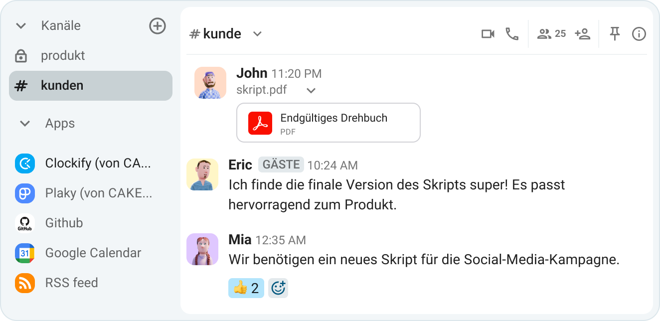 Channel with customers as guests