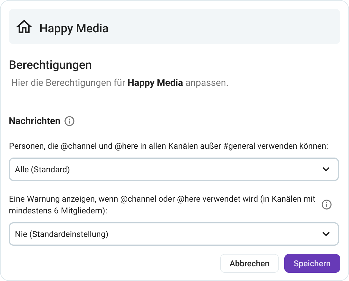 Control who can do what in the permissions section