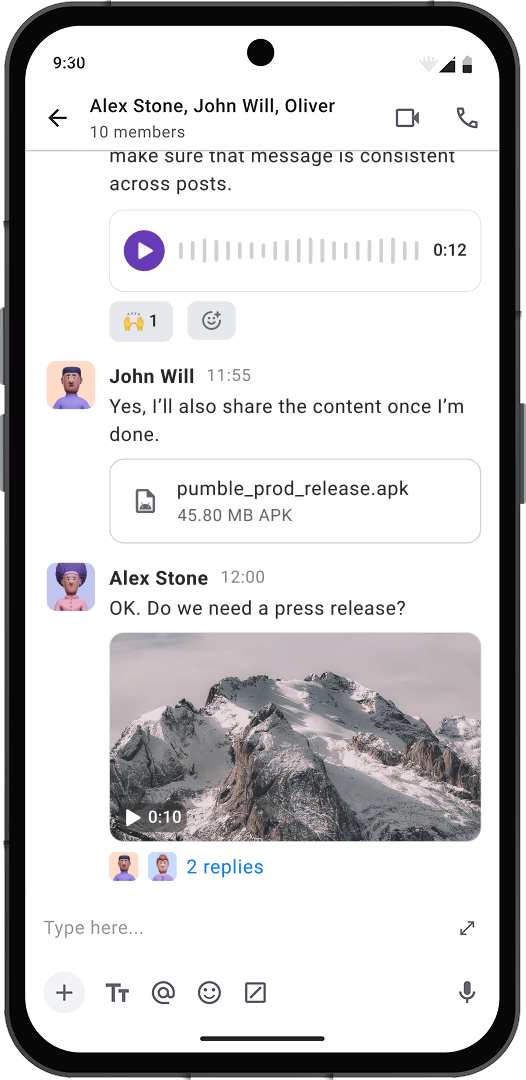 Share files and messages