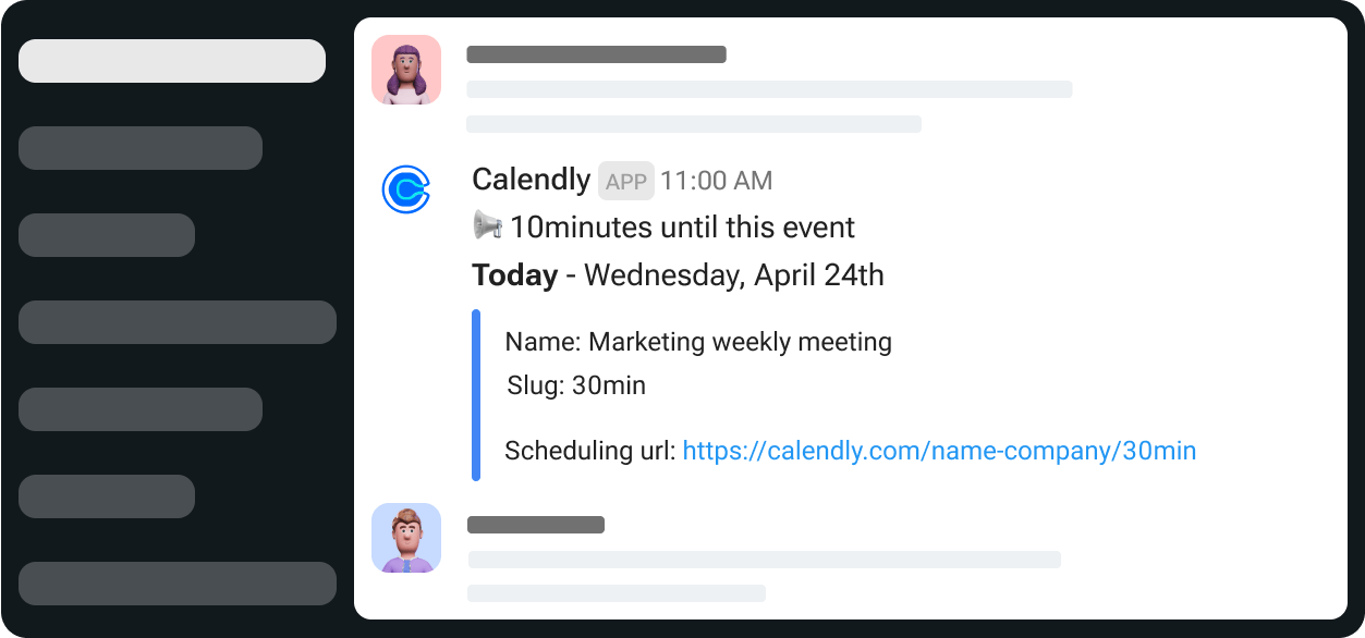 Receba notificações sobre eventos do Calendly