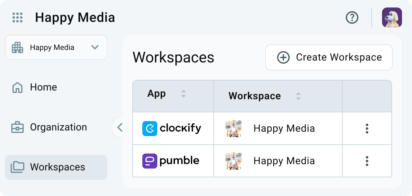 Clockify and Pumble workspaces