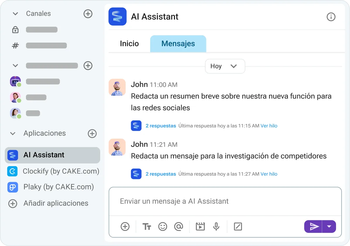 Empieza a usar AI Assistant de Pumble
