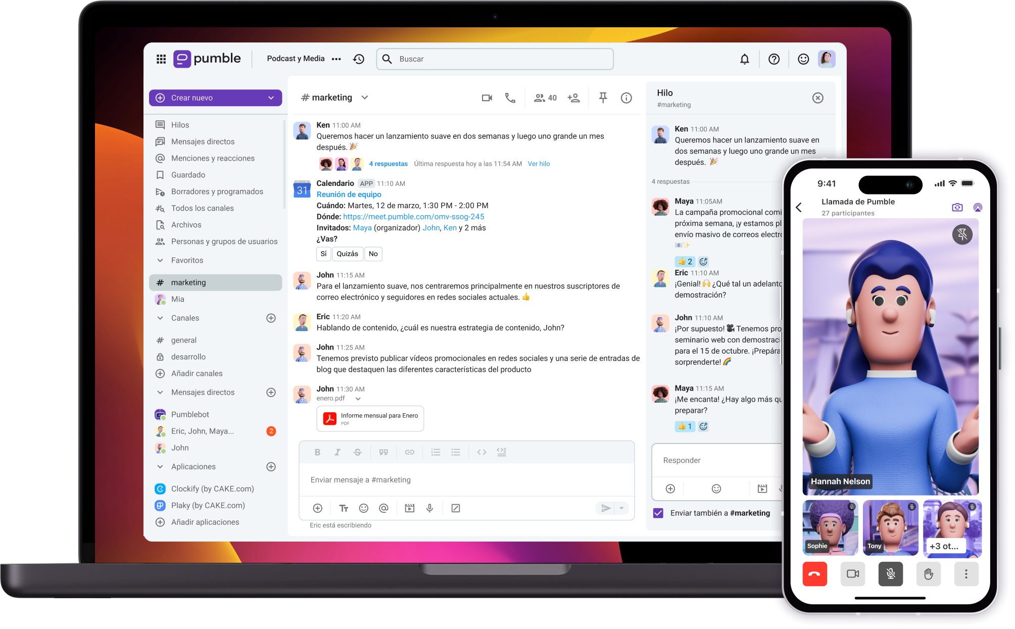 Chatea desde las aplicaciones móviles, de escritorio o de web