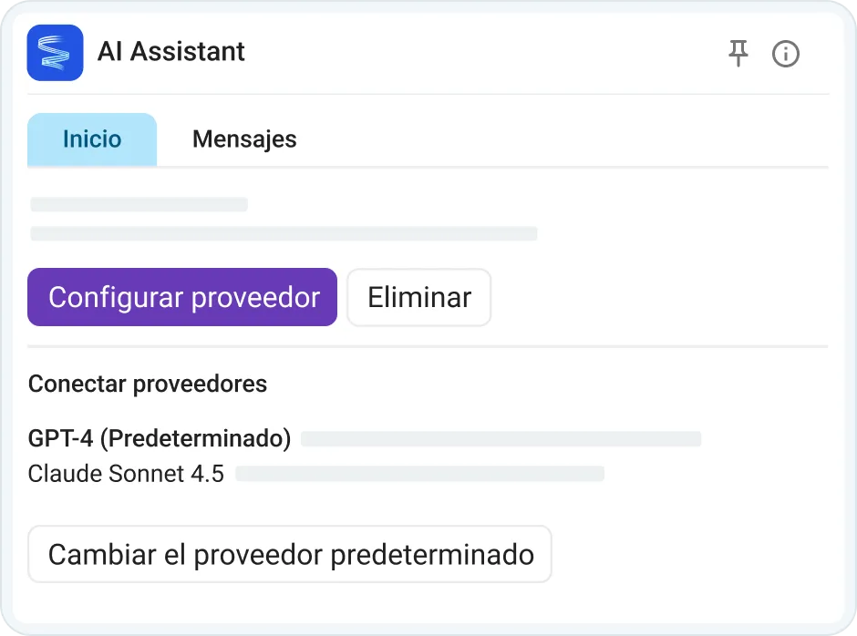 Selecciona un proveedor predeterminado