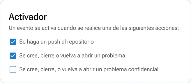 Selecciona los eventos que quieres seguir