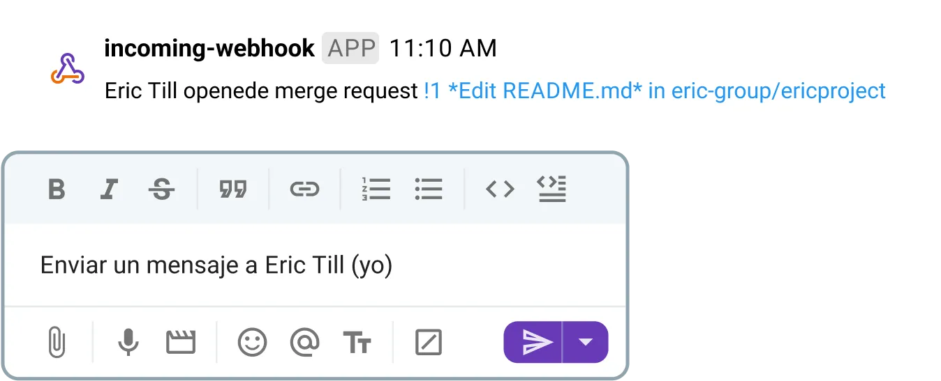 Actualizaciones de GitLab en Pumble en tiempo real