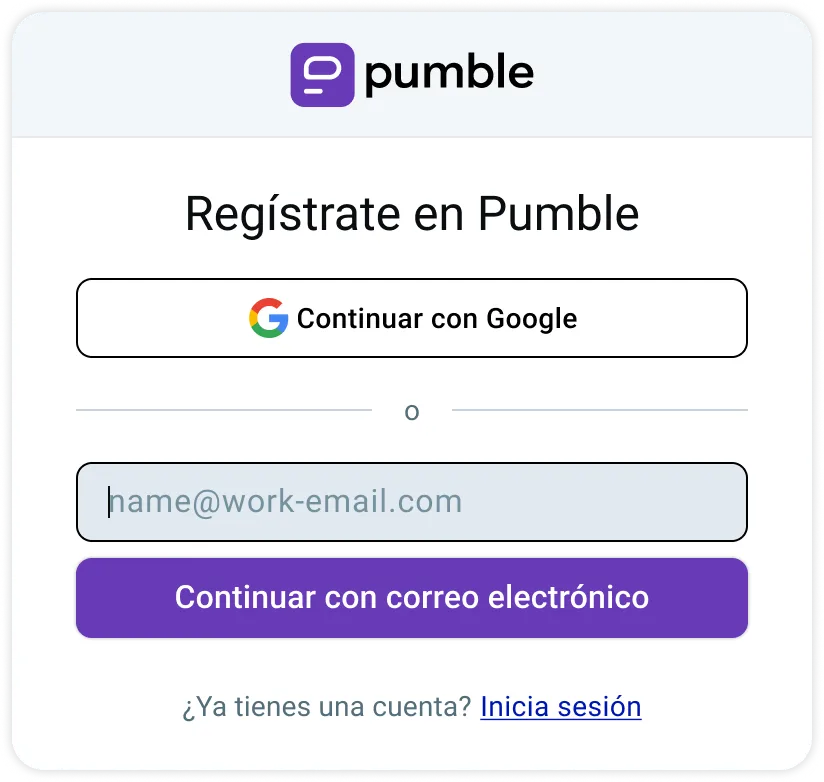 Crea una cuenta de Pumble