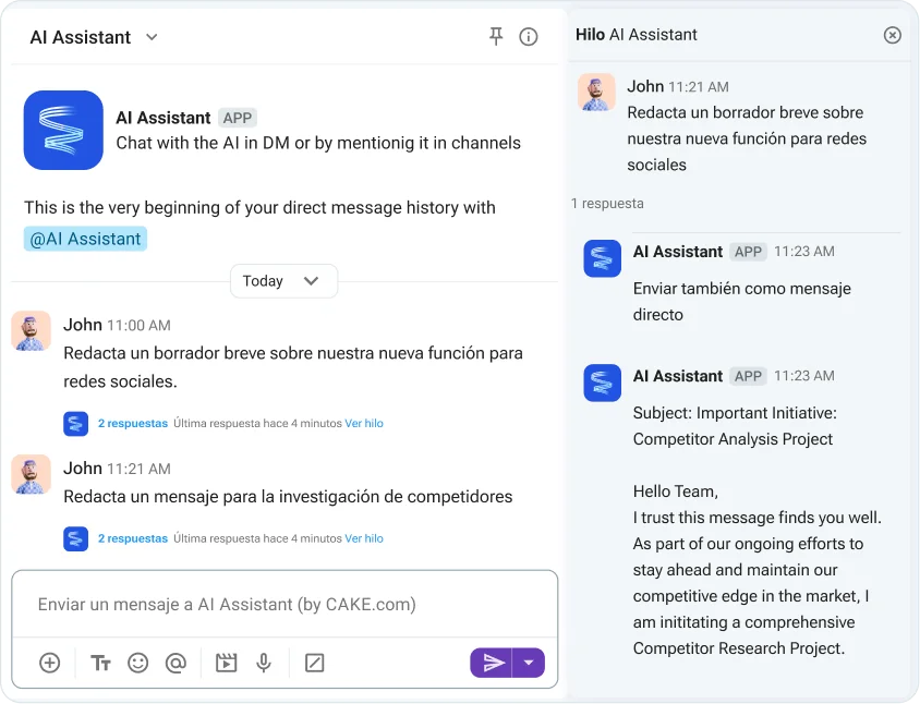 Cómo AI Assistant funciona en Pumble