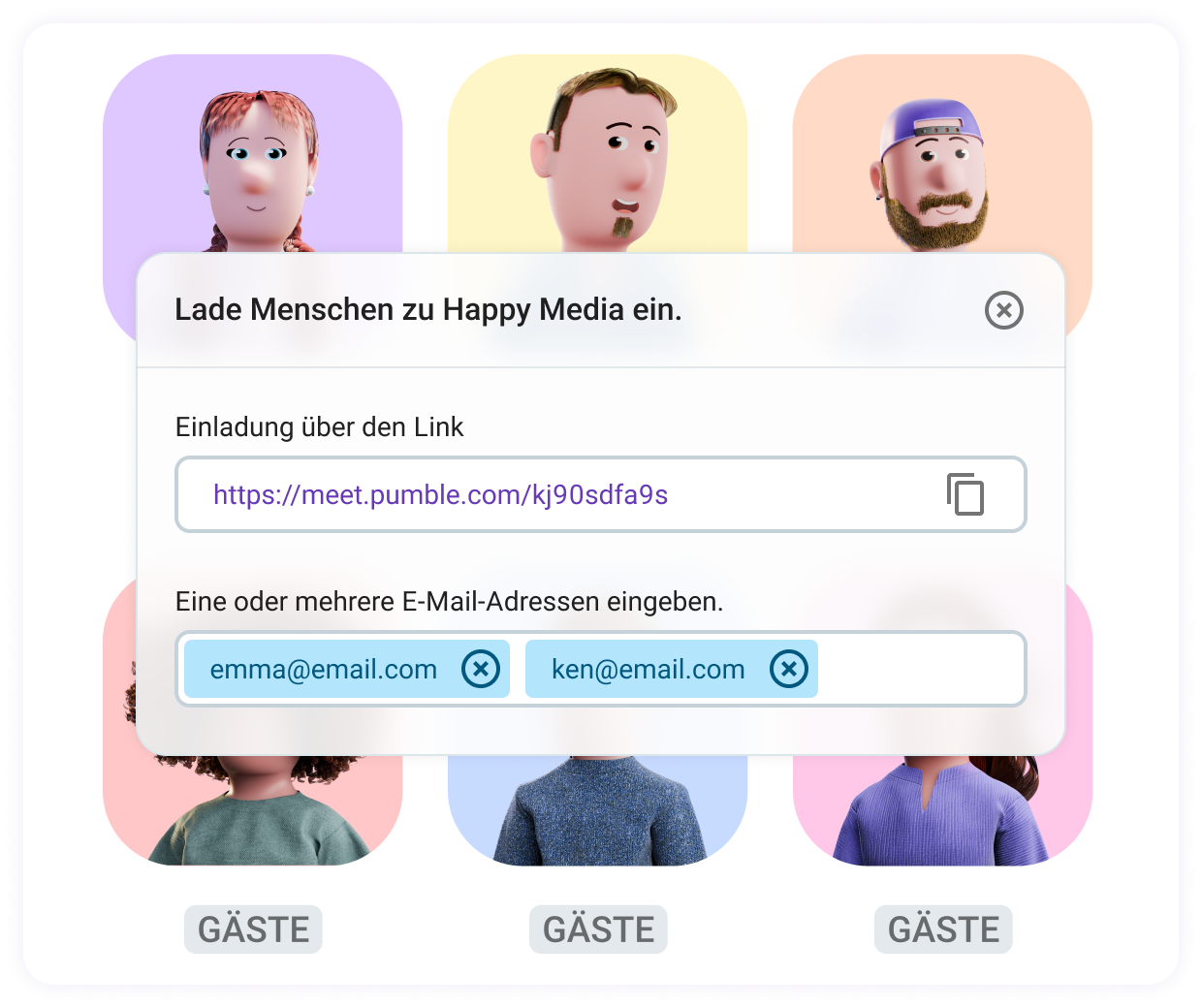 Invite modal for guests
