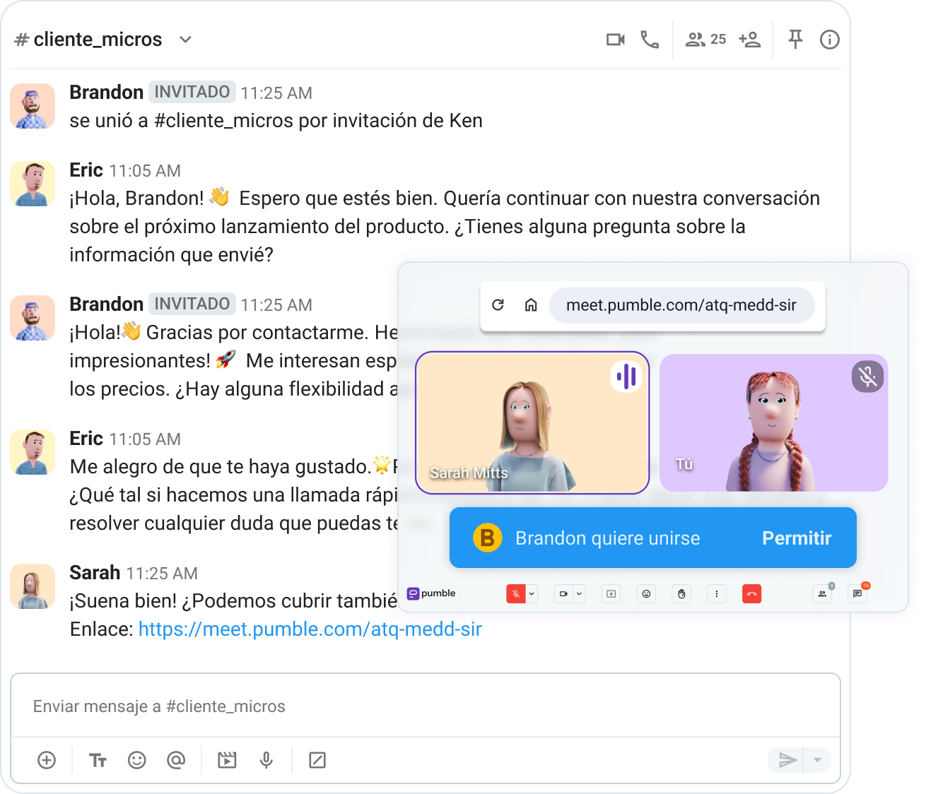 Únete a una llamada a través del enlace