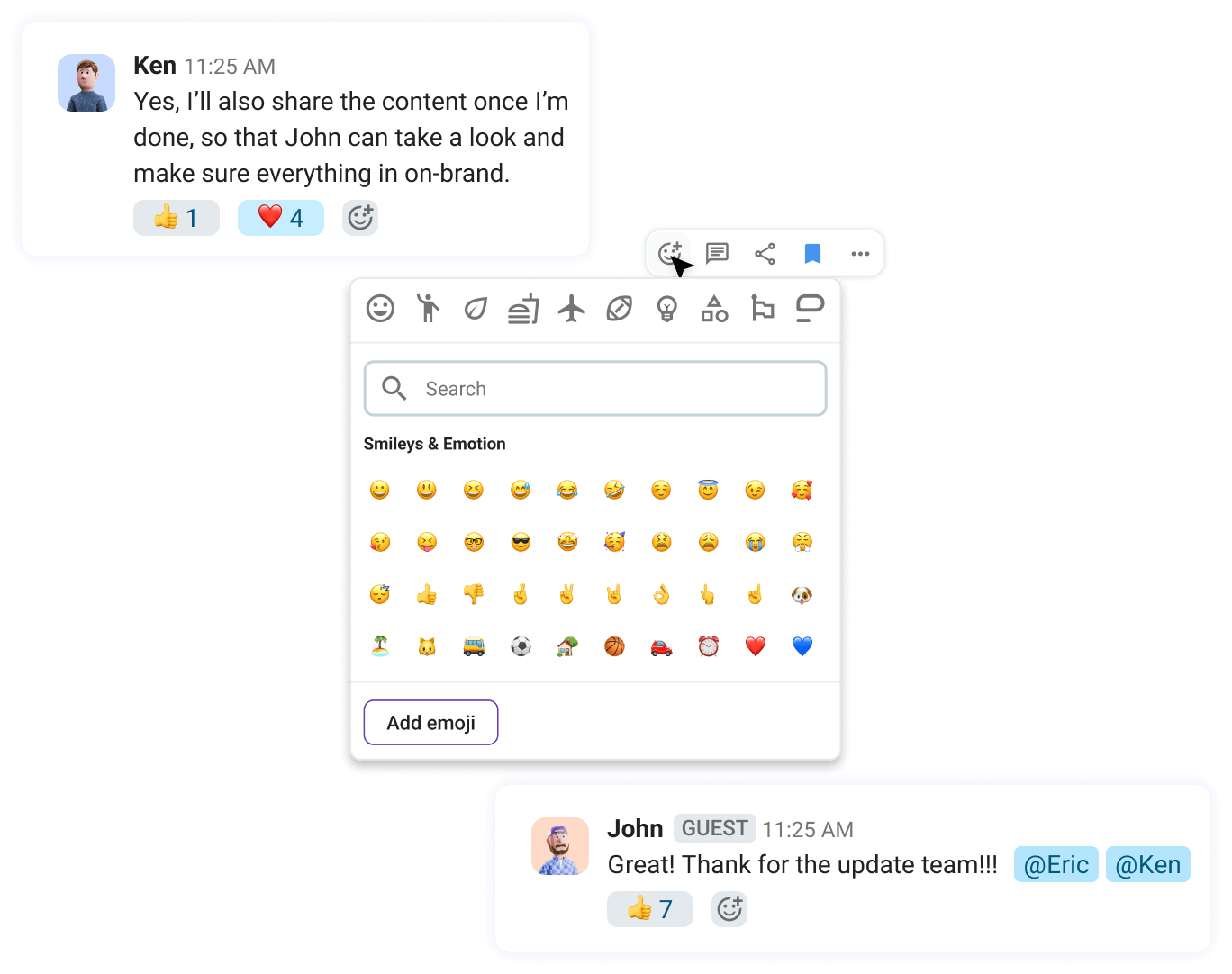 Mentions & Reactions feed