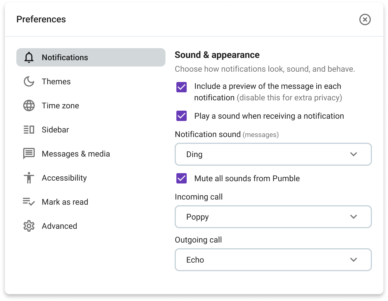 Personalize sounds of messages and calls