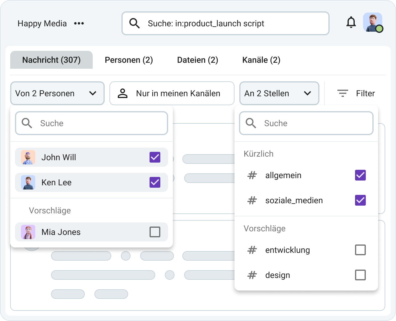 Search for files and people
