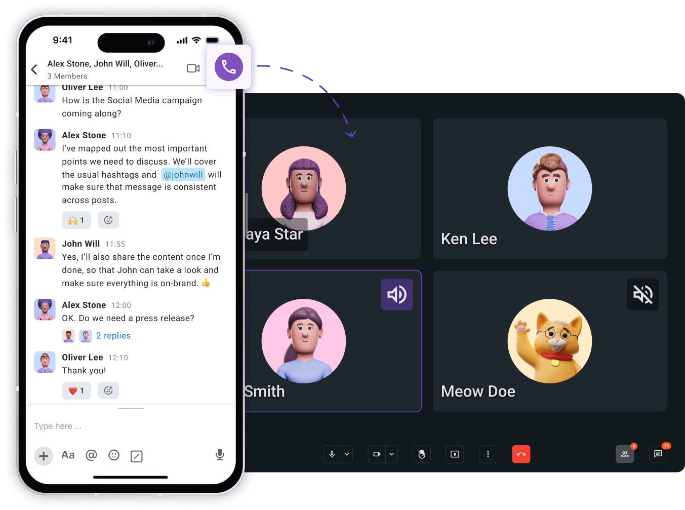 Voice calls and video meetings on mobile and desktop