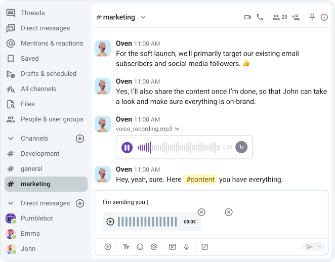 Boice Message Voice Messages - Pumble™