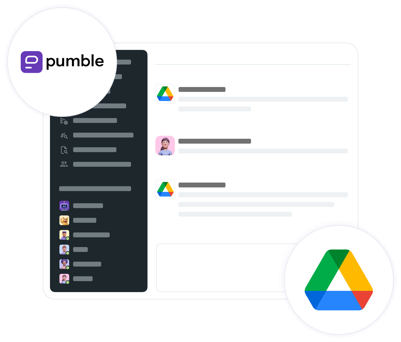 Image of how Google Drive works in Pumble