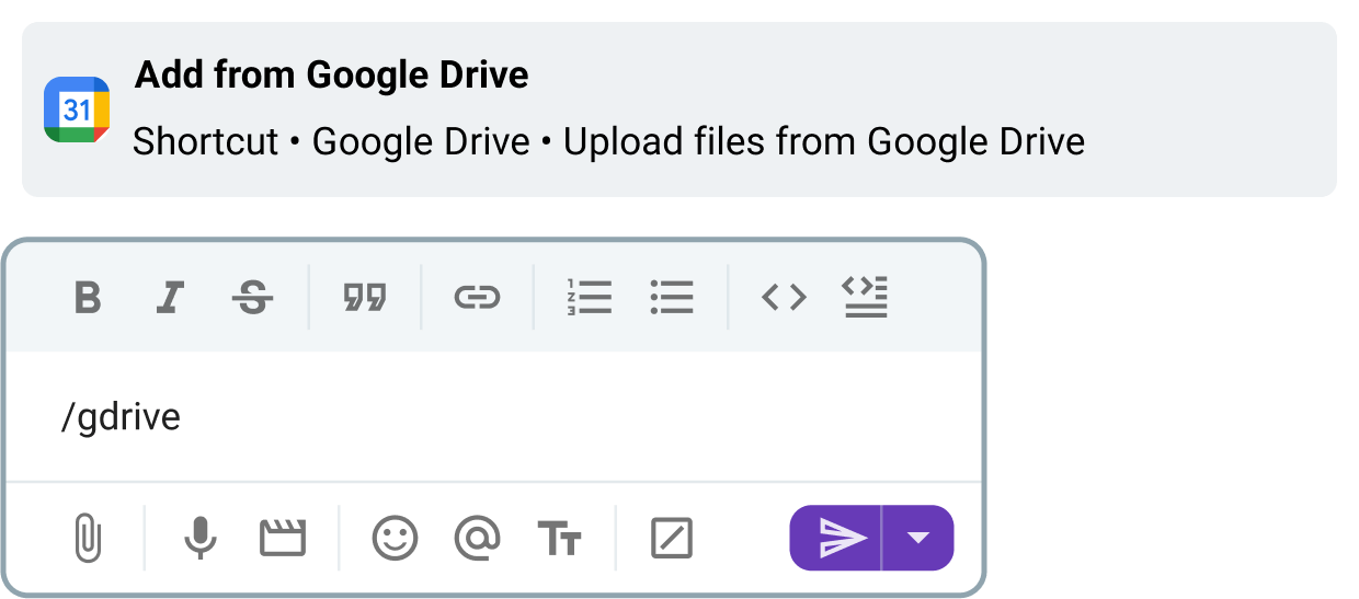 Share an existing file from Google Drive into a channel