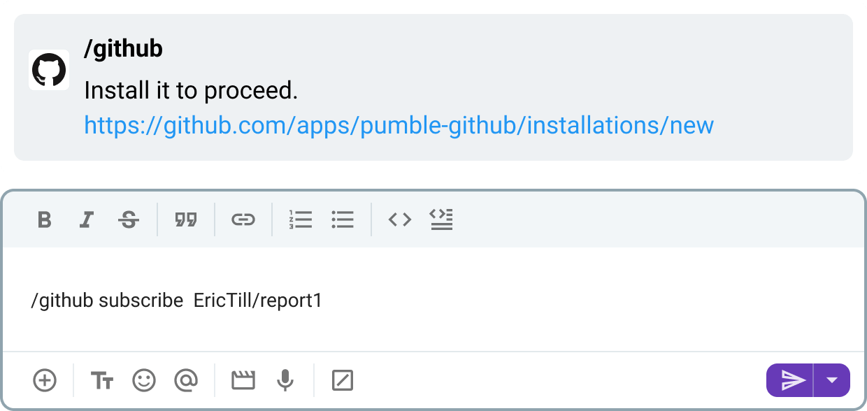 Get the link for the installation Pumble on GitHub