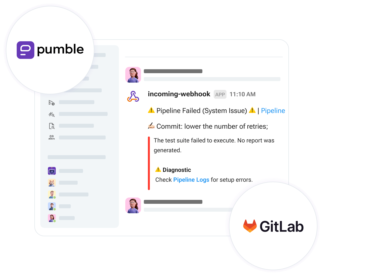 Image of how GitLab works with Pumble