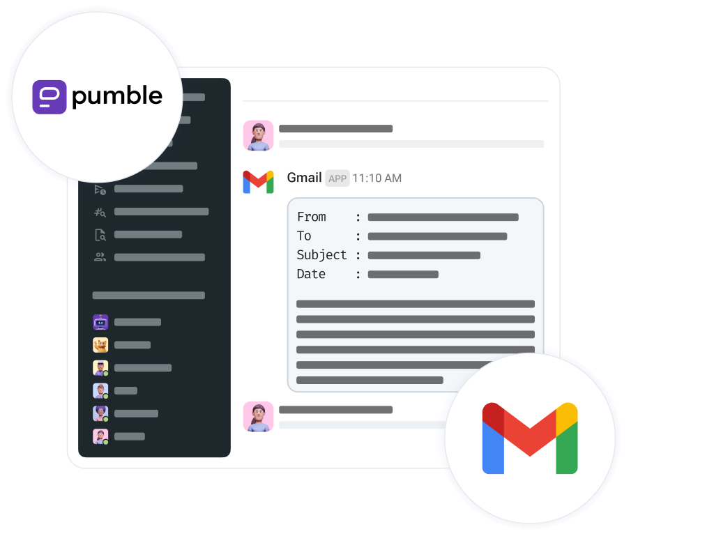 Image of how Gmail works in Pumble