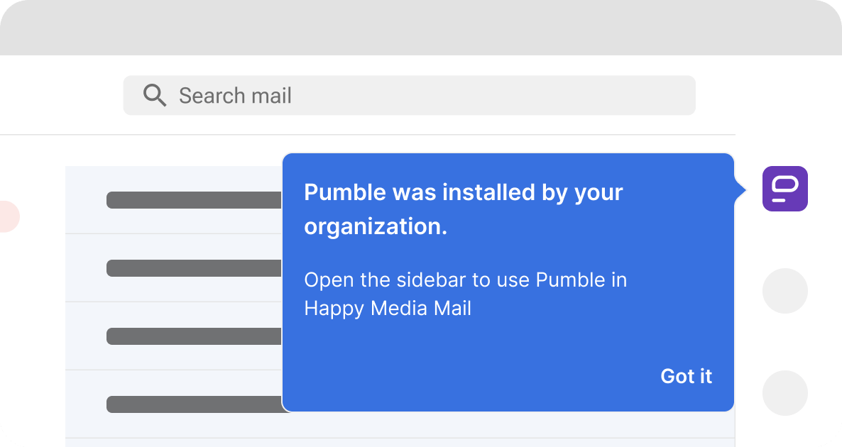 Gmail settings for Pumble