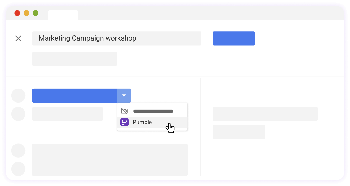 Image of the Pumble in Google Calendar